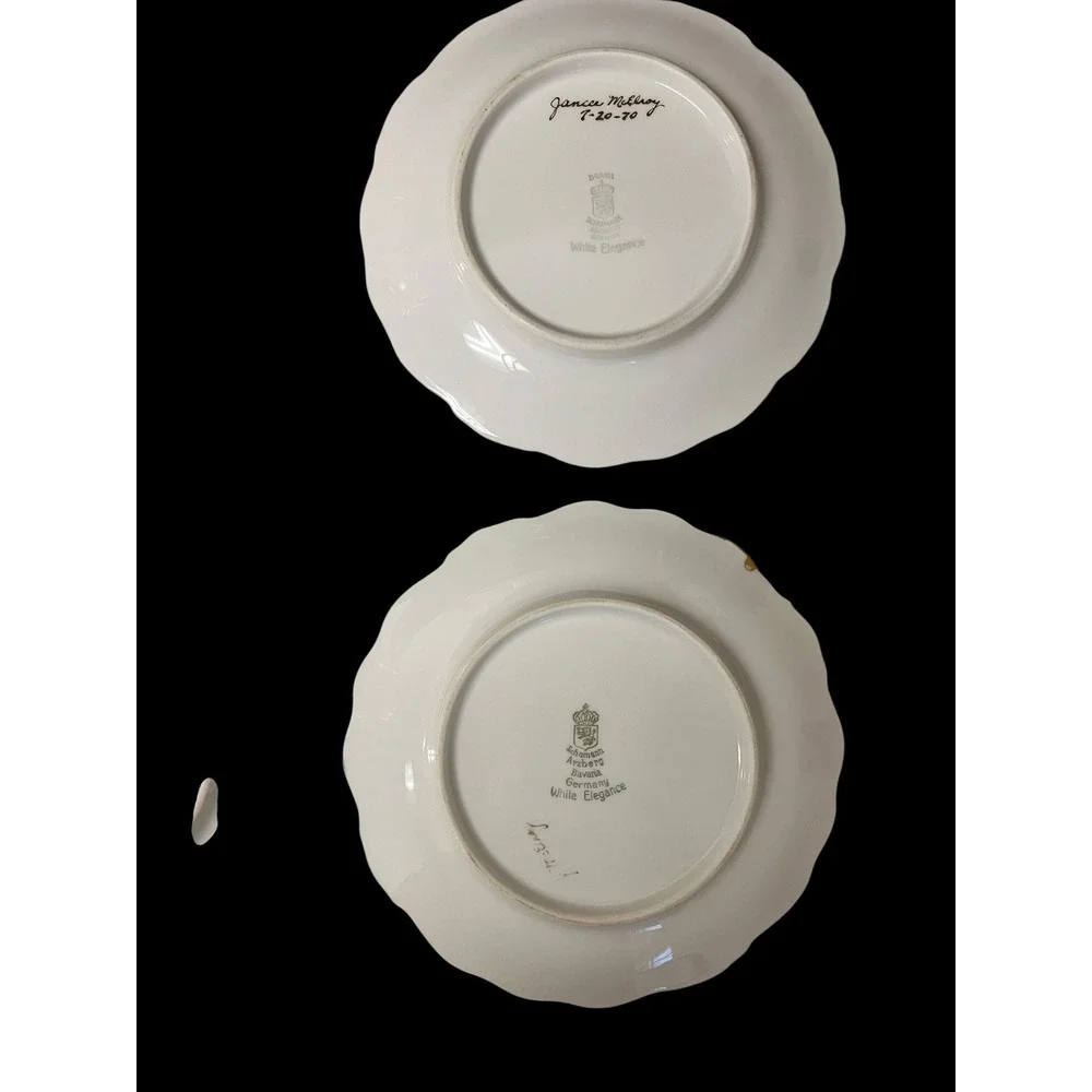Schumann Arzberg Bavaria White Elegance Gold Monogram M Bread Plates Set of 5 - Picture 6 of 16